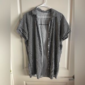 Striped long lightweight button up, cover up